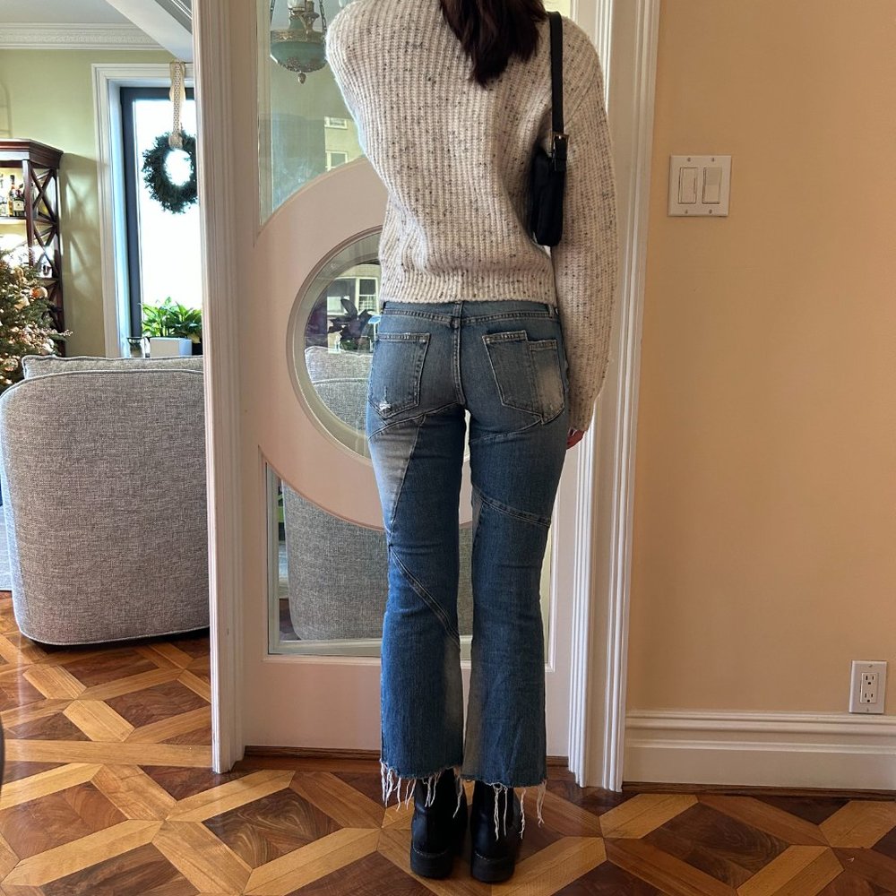 Frame Patchwork Bootcut Cropped Jean Medium-Wash - image 2